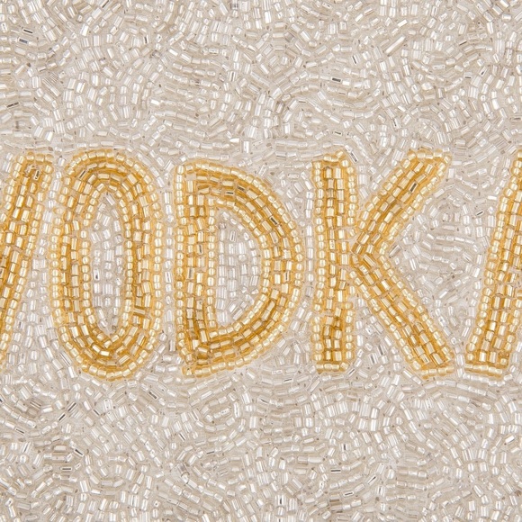 Silver "VODKA" Seed Beaded Canvas Pouch - Picture 2 of 2